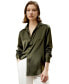 ფოტო #1 პროდუქტის Women's Tailored Button Down Silk Shirt