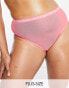 We Are We Wear Curve poly blend high leg ruched back brazilian brief in pink - PINK