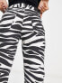 Фото #5 товара Bershka high waisted cropped straight leg jeans in zebra print