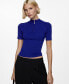 Фото #1 товара Women's Zipper Detail Short-Sleeved Sweater