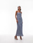 Фото #1 товара Topshop crinkle plisse bandeau maxi dress in blue