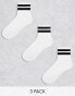 Фото #2 товара ASOS DESIGN 3 pack terry ankle socks in white with stripes