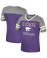 Фото #1 товара Big Girls Purple, Heather Gray Kansas State Wildcats Summer Striped V-Neck T-shirt