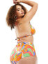 ASOS DESIGN Curve mix and match high triangle bikini top in vibrant abstract print