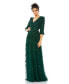 ფოტო #1 პროდუქტის Women's Embellished V Neck 3/4 Sleeve A Line Gown