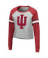 ფოტო #3 პროდუქტის Women's Heathered Gray, Cardinal Indiana Hoosiers Decoder Pin Raglan Long Sleeve T-shirt