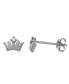 Women's Sterling Silver Crown Stud Earrings with Crystal Stone Accent