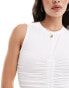 Фото #2 товара ONLY sleeveless ruched top in white