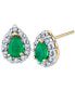 Серьги Macy's Emerald & Diamond Stud