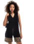 Object longline structured knitted waistcoat in black