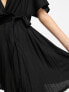 ASOS DESIGN short sleeve wrap mini pleat dress with belt