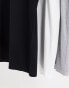 ASOS DESIGN 3 pack t-shirt with crew neck in black, white and grey marl