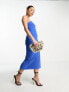 Forever New Petite bandeau maxi dress with cut out in blue