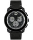 ფოტო #1 პროდუქტის Men's Bold TR90 Swiss Quartz Chronograph Black Leather Watch 44mm