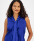 Фото #2 товара Women's Tie-Neck Sleeveless Satin Blouse, Created for Macy's