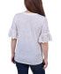 Фото #2 товара Petite Short Bell Sleeve Slubbed Top