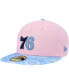 ფოტო #4 პროდუქტის Men's Pink, Light Blue Philadelphia 76ers Paisley Visor 59FIFTY Fitted Hat
