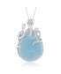 Фото #1 товара Sterling Silver Pear-Shaped Larimar Octopus Necklace