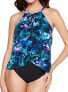 Фото #2 товара Magicsuit Women's Peace Out Aubrey High Neck One Piece Swimsuit, Black/Multi, 10