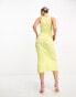 Фото #3 товара The Frolic Maternity midi dress with twist high neck and side slit in yellow