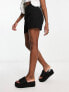 Vero Moda pleat front linen blend shorts in black