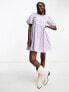 Wednesday's Girl striped open back cotton mini dress in lilac