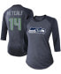 ფოტო #1 პროდუქტის Women's DK Metcalf College Navy Seattle Seahawks Team Player Name Number Tri-Blend Raglan 3/4 Sleeve T-shirt