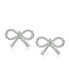 Delicate Simple Dainty Thin Twist Rope Cable Ribbon Birthday Present Bow Stud Earrings For Women For Teens .925 Sterling Silver