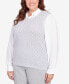 Фото #5 товара Plus Size Isn't It Romantic Collar Layered Imitation Pearl Trim Sweater