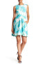 Taylor 155628 Women's Sleeveless Palm Print Pleated Dress Seafoam Sz. 10