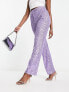 Фото #4 товара ASOS DESIGN straight sequin ankle grazer trousers in purple