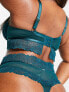 Фото #3 товара Wolf & Whistle Exclusive Curve lace trim mesh high waist cut out thong in teal