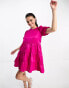 Фото #1 товара Whistles Aubrey tiered mini trapeze dress in bright pink