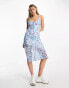 Tammy Girl 90s cami midi dress in blue ditsy and bow detail