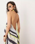 ASOS EDITION high cowl neck maxi dress with open back in scarf stripe print