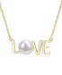 ფოტო #1 პროდუქტის Cultured Freshwater Pearl (7mm) LOVE 17" Pendant Necklace