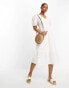 Фото #1 товара Vero Moda broderie midi dress with bow back in white