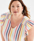 Фото #3 товара Plus Size Flutter-Sleeve V-Neck Top, Created for Macy's