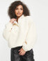 Фото #1 товара Missguided hybrid borg fleece sweatshirt in cream