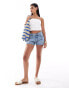 ASOS DESIGN rib fold over bandeau top in white