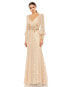 Фото #6 товара Women's Lace Long Sleeve V Neck Embellished Gown