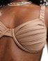 Miss Selfridge mix and match ruched cup detail bikini top in taupe