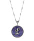 Blue Round Pewter Initial Pendant Necklace