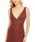 ფოტო #3 პროდუქტის Women's Sequined Sleeveless V-Neck Back Slit Gown