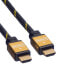 ROLINE 11.04.5500 - 1.5 m - HDMI Type A (Standard) - HDMI Type A (Standard) - 3840 x 2160 pixels - 3D - Black - Gold