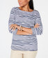 Charter Club Women's Button Shoulder Striped Top Black White XS