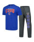 Men's Charcoal, Royal Chicago Cubs Meter T-shirt and Pants Sleep Set