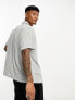 ASOS DESIGN relaxed revere shirt in grey wave texture