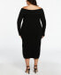 Фото #2 товара Plus Size Off-The-Shoulder Long Sleeve Sweater Dress