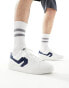 Levi's Swift leather trainer in white with navy backtab